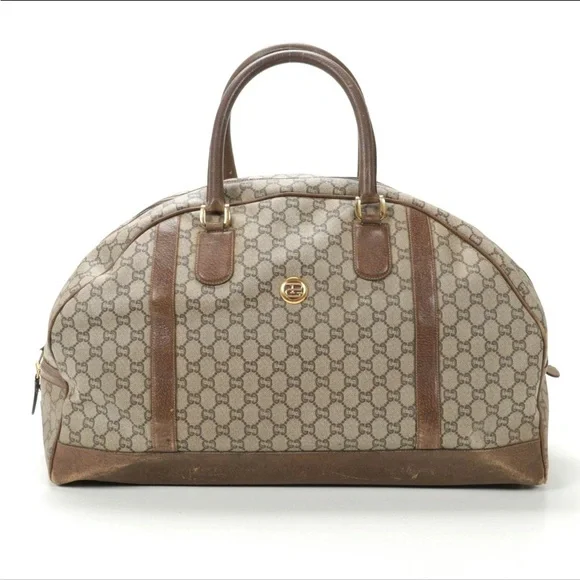 Gucci Tan and Brown Duffel Bag- Vintage - Picture 2 of 13